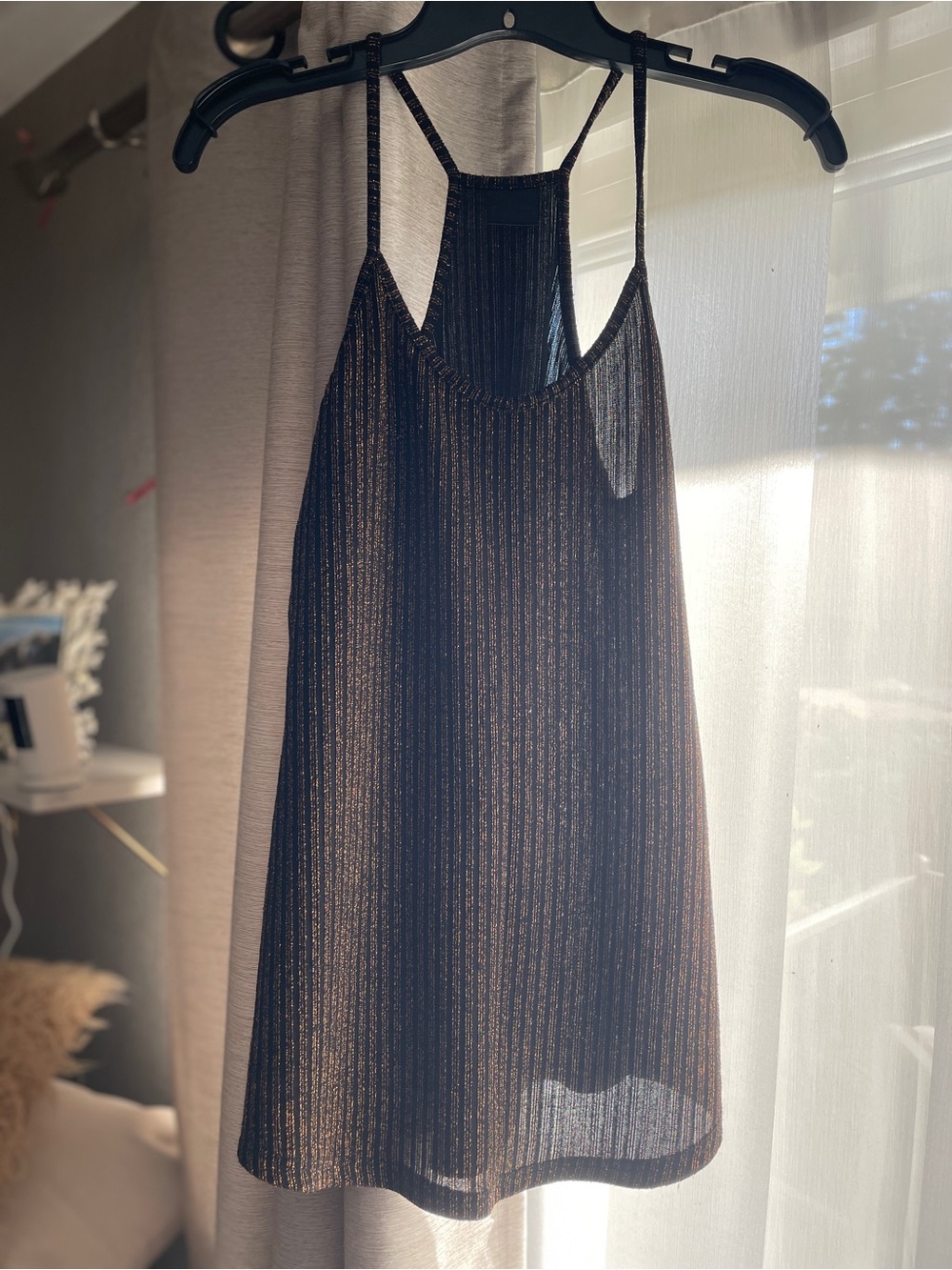 1 Black 1 Copper Ribbed Sleeveless Tank Tops | Subtle Playful Shimmer | HB Shop - Picture 10 of 15